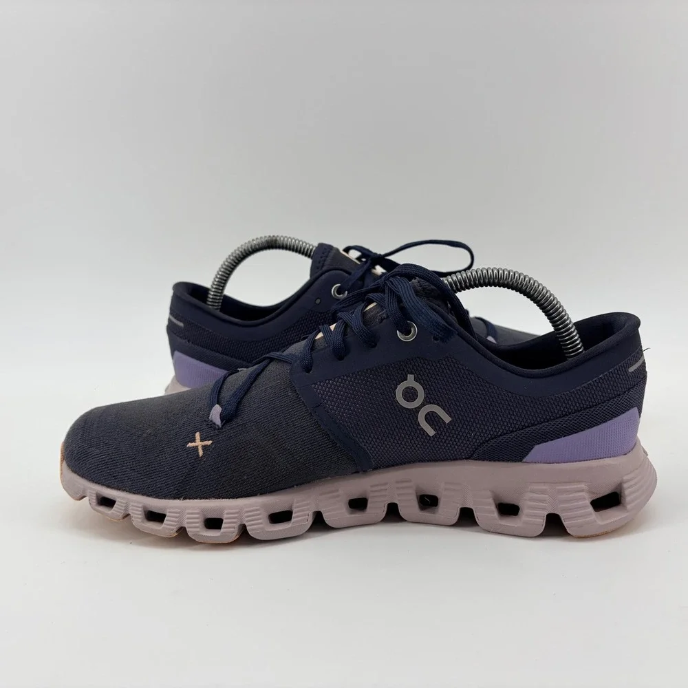 On Running Cloud X Women's Size 10 Navy Lilac Synthetic Mesh CloudTec Sneakers